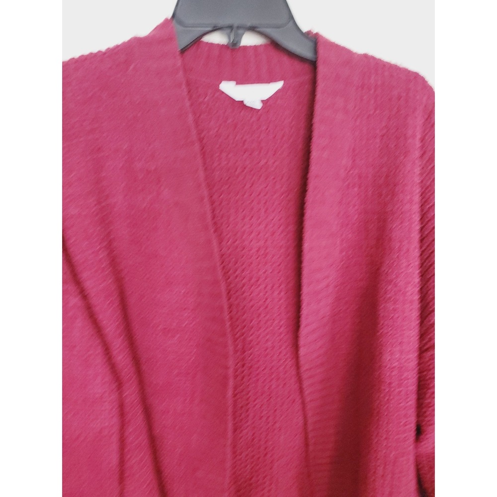 Cozy‎ Cardigan Sweater Burgundy Open Front Chenille Knit Plus Size XXXL 22
